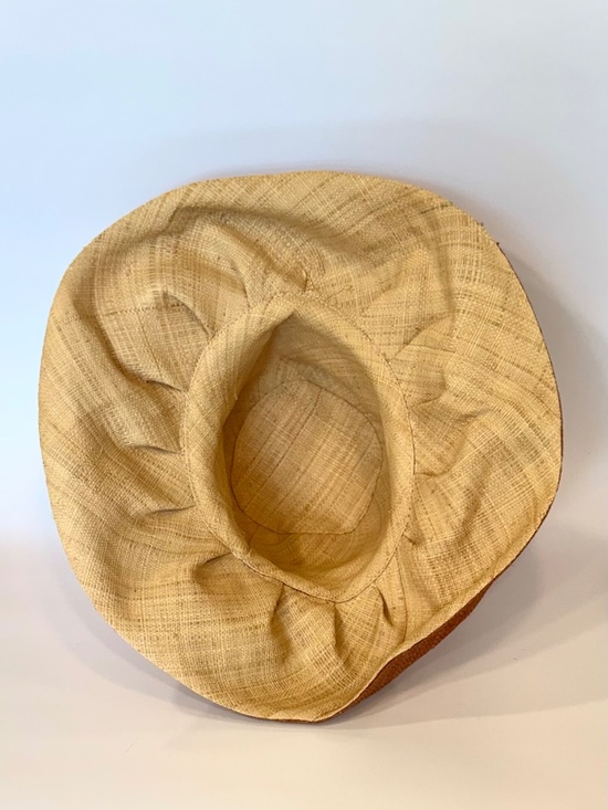 Vintage Woman\'s Straw Hat, Straw Lining & Back Bow, Unbranded, Head Circ 24\